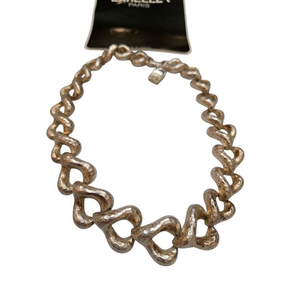 Vintage 80s Rare Alexis Lahellec Paris NOS Matte Silver Metal Heart Necklace - Picture 5 of 10